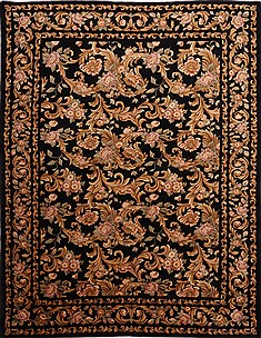 Indo-Tibetan Black Hand Knotted 9'1" X 11'8"  Area Rug 301-30838