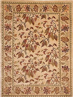 Indian Indo-Tibetan Beige Rectangle 9x12 ft Wool Carpet 30843