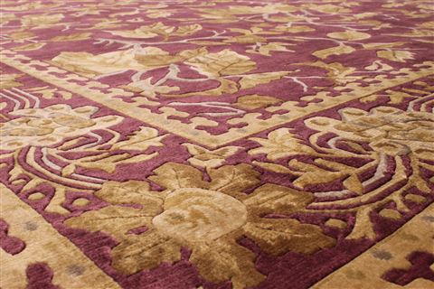 Indo-Tibetan Red Hand Knotted 93 X 121 Area Rug 301-30846 Image 2