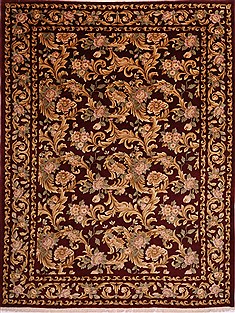 Indian Indo-Tibetan Red Rectangle 9x12 ft Wool Carpet 30850