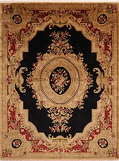 Indo-Tibetan Black Hand Knotted 9'0" X 11'9"  Area Rug 301-30854