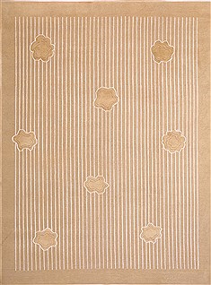 Indian Indo-Tibetan Beige Rectangle 9x12 ft Wool Carpet 30858