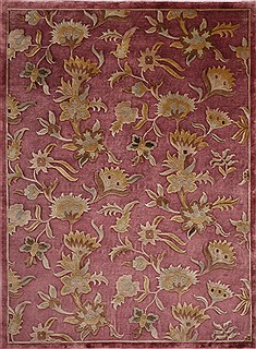 Indian Indo-Tibetan Red Rectangle 9x12 ft Wool Carpet 30859