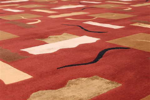 Indo-Tibetan Red Hand Knotted 93 X 121 Area Rug 301-30861 Image 1