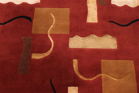 Indo-Tibetan Red Hand Knotted 93 X 121 Area Rug 301-30861 Image 6