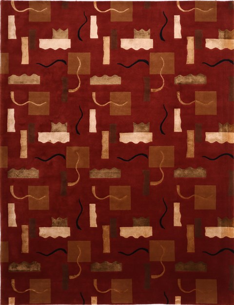 Indo-Tibetan Red Hand Knotted 93 X 121 Area Rug 301-30861 Image 0