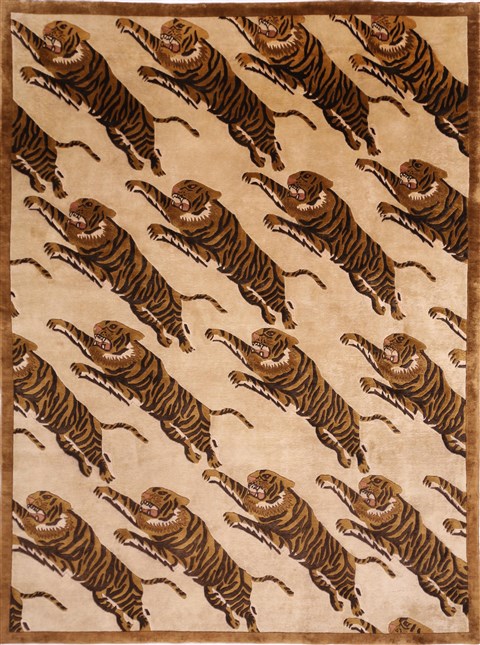 Indo-Tibetan Yellow Hand Knotted 89 X 114 Area Rug 301-30867 Image 0