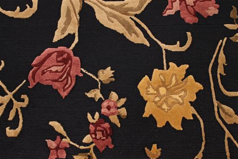 Indo-Tibetan Black Hand Knotted 92 X 120 Area Rug 301-30868 Image 5