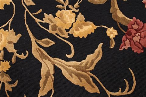 Indo-Tibetan Black Hand Knotted 92 X 120 Area Rug 301-30868 Image 6