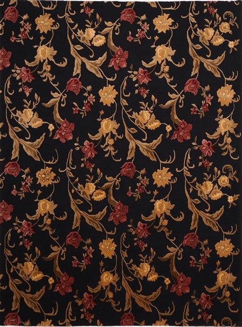 Indo-Tibetan Black Hand Knotted 92 X 120 Area Rug 301-30868 Image 0