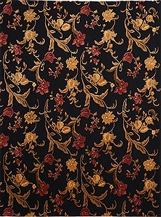 Indian Indo-Tibetan Black Rectangle 9x12 ft Wool Carpet 30868
