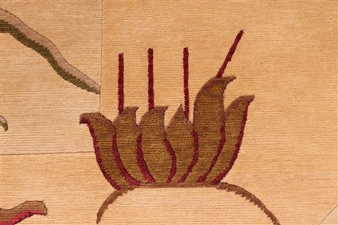Indo-Tibetan Beige Hand Knotted 91 X 117 Area Rug 301-30871 Image 4