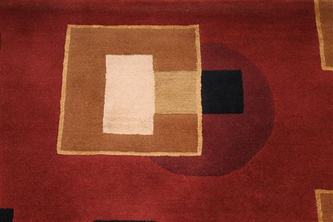Indo-Tibetan Red Hand Knotted 90 X 121 Area Rug 301-30874 Image 6