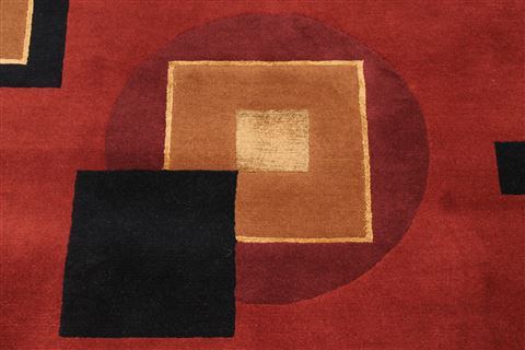 Indo-Tibetan Red Hand Knotted 90 X 121 Area Rug 301-30874 Image 8
