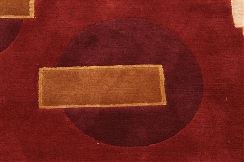 Indo-Tibetan Red Hand Knotted 90 X 121 Area Rug 301-30874 Image 9