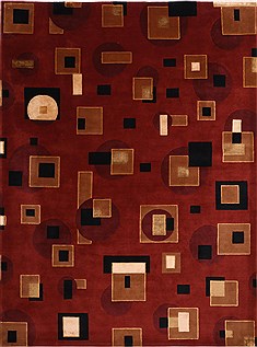 Indian Indo-Tibetan Red Rectangle 9x12 ft Wool Carpet 30874
