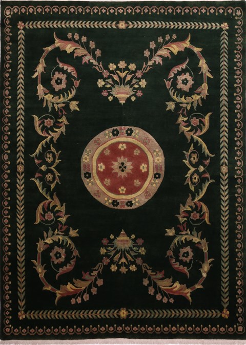 Nepal Green Hand Knotted 89 X 121 Area Rug 301-30875 Image 0