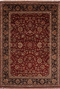 Indian Jaipur Red Rectangle 10x14 ft Wool Carpet 30877