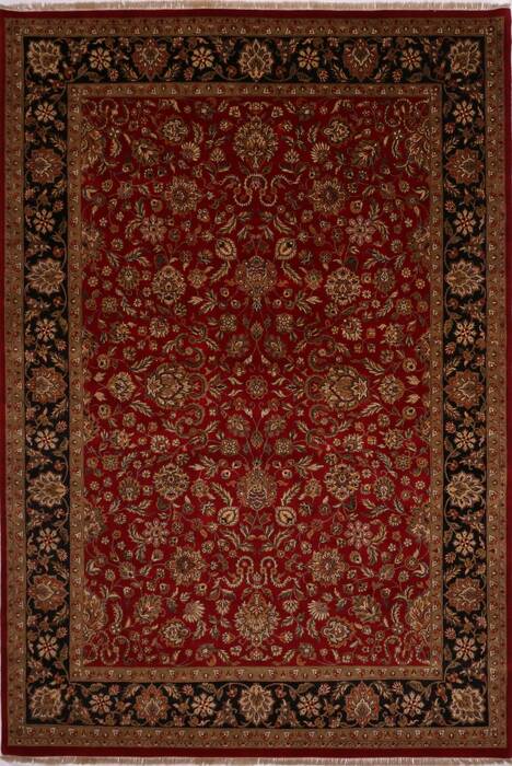 India Rug Red Indian Jaipur Red Rectangle 10x14 ft Wool Carpet 30879 | SKU 30879