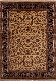 Indian Jaipur Yellow Rectangle 10x14 ft Wool Carpet 30883