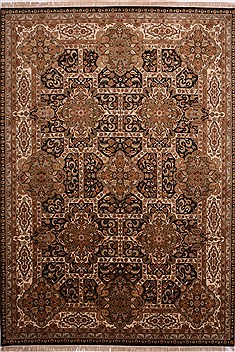 Indian Jaipur Black Rectangle 10x14 ft Wool Carpet 30887