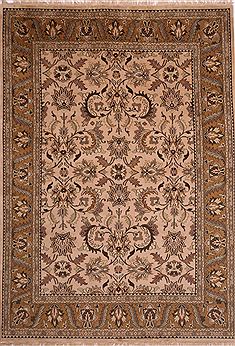 Indian Jaipur Beige Rectangle 10x14 ft Wool Carpet 30892