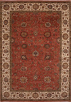 Indian Jaipur Red Rectangle 10x14 ft Wool Carpet 30897