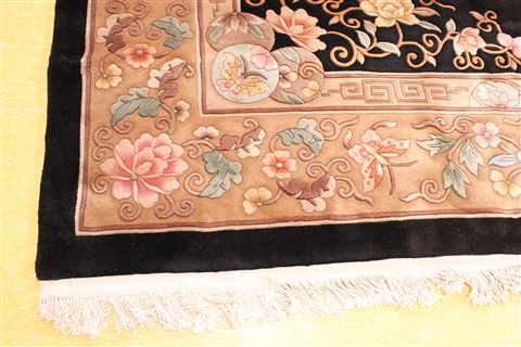 Asian Inspired Beige Hand Knotted 120 X 150 Area Rug 256-30905 Image 2
