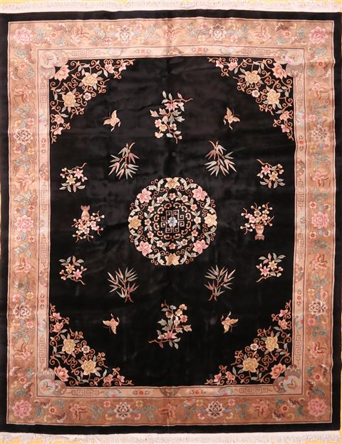 Asian Inspired Beige Hand Knotted 120 X 150 Area Rug 256-30905 Image 0