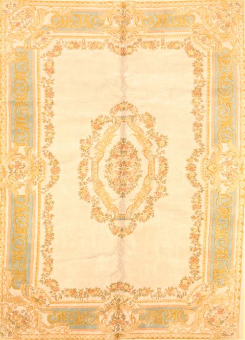 Aubusson Green Hand Knotted 910 X 137 Area Rug 256-30913 Image 0