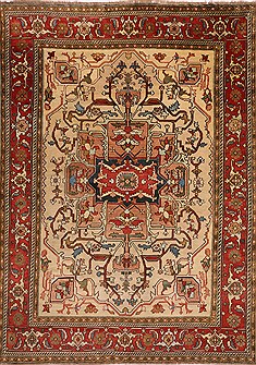 Indian Serapi Beige Rectangle 10x14 ft Wool Carpet 30916