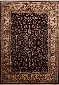 Indian Jaipur Black Rectangle 10x14 ft Wool Carpet 30920