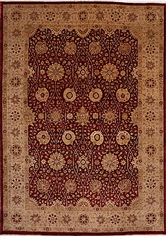Indian Jaipur Red Rectangle 10x14 ft Wool Carpet 30929