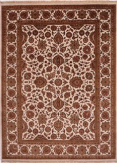 Indian Jaipur White Rectangle 10x14 ft Wool Carpet 30933