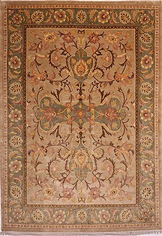 Indian Indo-Tibetan Beige Rectangle 10x14 ft Wool Carpet 30935