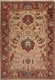 Indian Oushak Yellow Rectangle 10x13 ft Wool Carpet 30936