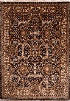 Indian Jaipur Black Rectangle 10x14 ft Wool Carpet 30945
