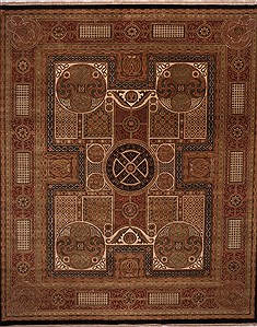 Indian Jaipur Beige Rectangle 12x15 ft Wool Carpet 30978