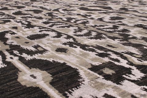 Modern-Contemporary Black Hand Knotted 1110 X 147 Area Rug 301-30999 Image 1