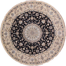 Nain Black Round Hand Knotted 6'5" X 6'5"  Area Rug 254-31013