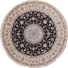 Nain Blue Round Hand Knotted 7'0" X 7'0"  Area Rug 254-31014