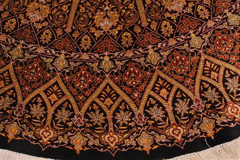 Qum Brown Round Hand Knotted 67 X 67 Area Rug 254-32023 Image 1