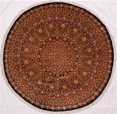 Qum Brown Round Hand Knotted 67 X 67 Area Rug 254-32023 Image 0