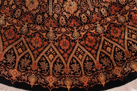 Qum Brown Round Hand Knotted 66 X 66 Area Rug 254-32024 Image 3