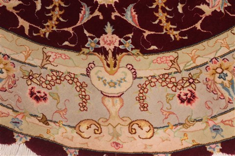 Tabriz Beige Round Hand Knotted 49 X 49 Area Rug 254-32026 Image 1