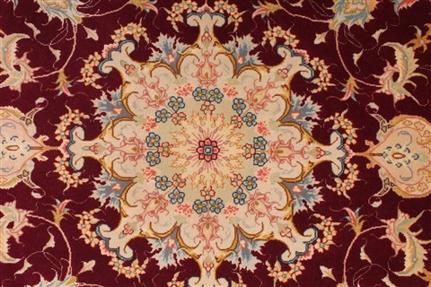 Tabriz Beige Round Hand Knotted 49 X 49 Area Rug 254-32026 Image 2