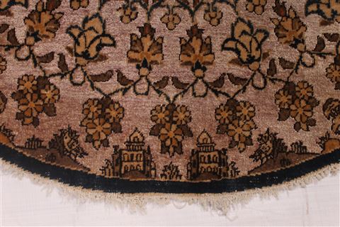 Kashan Beige Round Hand Knotted 36 X 36 Area Rug 254-32030 Image 2