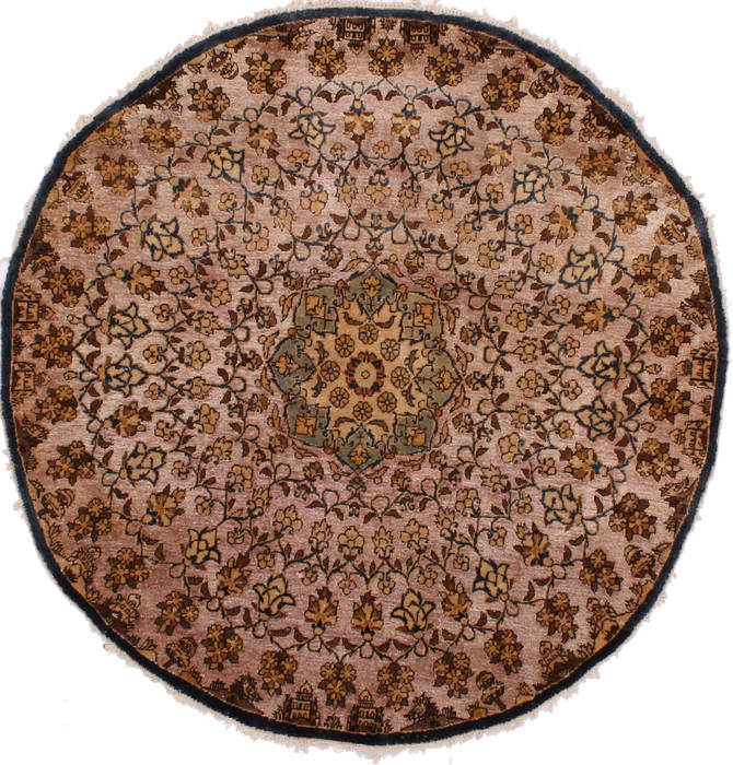 Kashan Beige Round Hand Knotted 36 X 36 Area Rug 254-32030 Image 0
