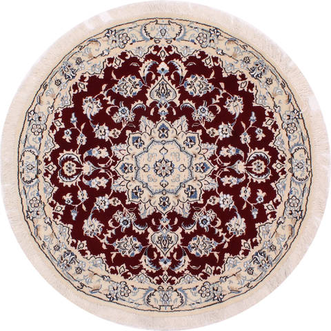 Nain Red Round Hand Knotted 35 X 35 Area Rug 254-32033 Image 0