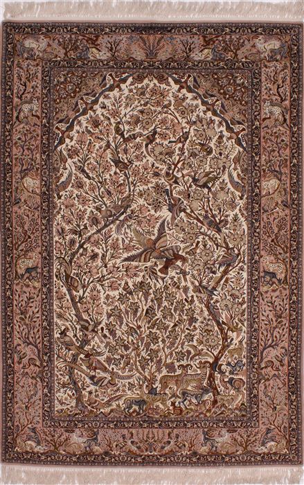 Isfahan White Hand Knotted 41 X 76 Area Rug 254-32045 Image 0